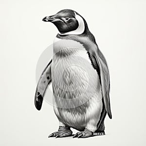 Realistic Penguin Portrait Tattoo Drawing On White Background