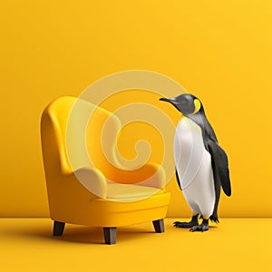 Realistic Penguin In Vray Tracing: Monochromatic Depth And Luxuriant Textures photo