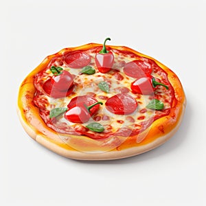Realistic Pepperoni Pizza On White Background - 3d Pngs