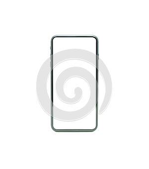 Realistic perfectly detailed modern smartphone isolated on white background . Mock up smart phone with blank screen