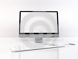 Realistic Personal Computer Mockup Template Scene