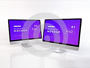 Realistic Personal Computer Mockup Template Scene