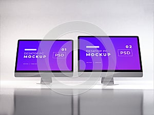 Realistic Personal Computer Mockup Template Scene