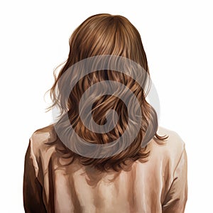 Realistic Perspective: Brown Wavy Hair Painting With Intense Coloration