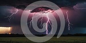 realistic photography of a pink lightning strik ai generated photo