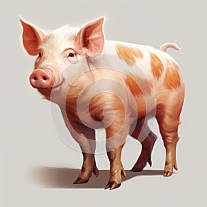 Realistic Pig Illustration In Graphic Design Style photo