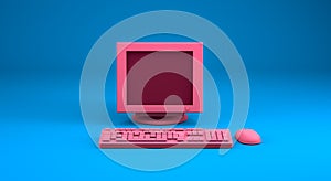 Realistic pink computer PC mock up