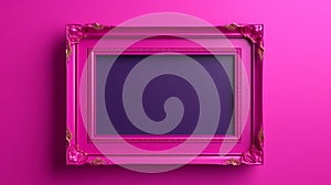 Realistic Pink Frame On Pink Wall: Dark Violet Rococo Frivolity