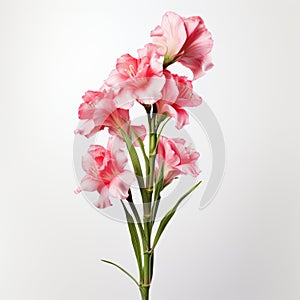 Realistic Pink Gladiolus Bud On White Background