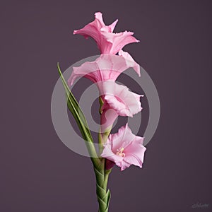 Realistic Pink Gladiolus With Purple Background - Uhd Image By Nicolas Bruno