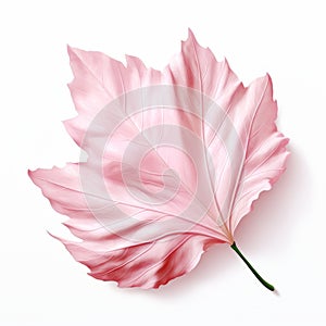 Realistic Pink Maple Leaf Illustration On White Background