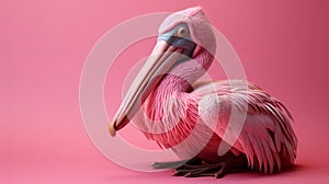Realistic Pink Pelican Digital Bird Art In Zbrush Style photo