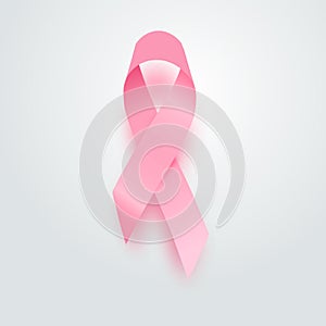 Realistic pink ribbon, breast cancer awareness