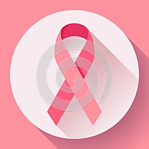 Realistic pink ribbon, breast cancer awareness symbol