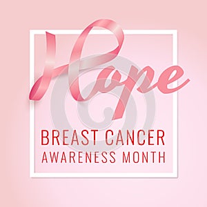 Realistic pink ribbon, october breast cancer awareness month