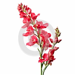 Realistic Pink Snapdragon Flower Stem On White Background