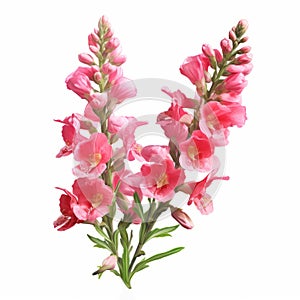 Realistic Pink Snapdragon Flowers On White Background