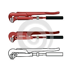 Realistic Pipe Wrench Vector Illustration photo