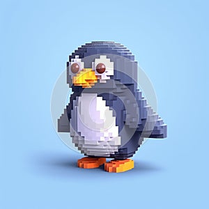 Realistic Pixel Penguin: A Cute Minecraft-inspired Character