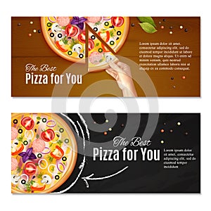 Realistic Pizza Horizontal Banners