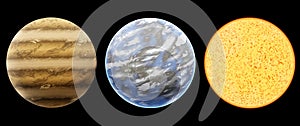 Realistic planet isolated on black background 3d rendering without AI generated