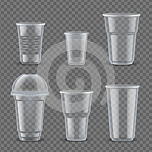 Realistic plastic cups mockup set vector illustration photo