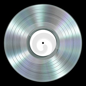 Realistic Platinum Vinyl Record On Black Background