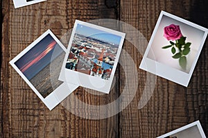 Realistic polaroid photo frames pack. Top view