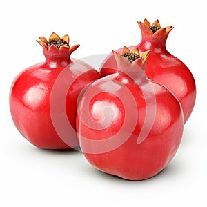 Realistic Pomegranates On White Background - Set Of Three