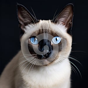 Realistic portrait of beautiful siamese cat
