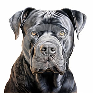 Realistic Portrait Of Black Dog In 8k Resolution photo