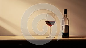 Realistic Portrayal Of Light And Shadow: Glass Of Wine On Table