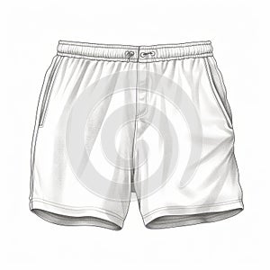 Realistic Portrayal Of White Shorts: Pencil Art Illustrations With Softbox Lighting