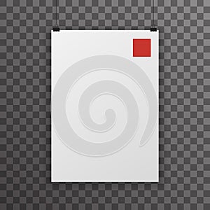 Realistic A4 Poster Transperent Icon Template Background Mock Up Design Vector Illustration photo