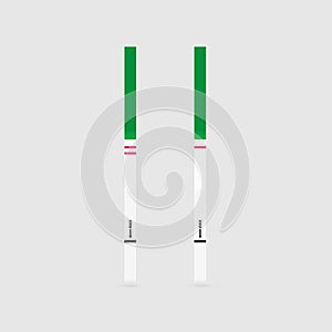 Realistic pregnancy test icon. Positive and negative pregnancy or ovulation strip tests isolated on white. Analysis of HCG results