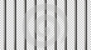 Realistic prison metal bars. Prison fence. Jail grates. Iron jail cage. Metal rods. Criminal grid background. Vector