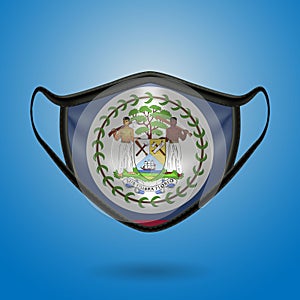 Realistic Protective Medical Mask with National Flag of Belize