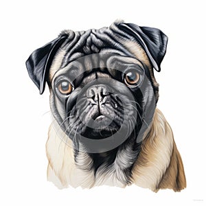 Realistic Pug Dog Portrait Drawing In Terry Oakes Style