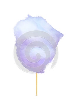 Realistic Purple Cotton Candy on Stick Isolated