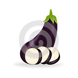 Realistic purple eggplant isolated on a white background