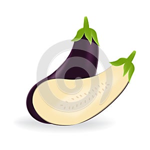 Realistic purple eggplant isolated on a white background