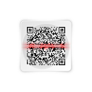Realistic QR code sticker. Identification tracking code. Serial number, product ID with digital information. Store or