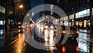 realistic rain effect on the glass on faded background. Generated Image