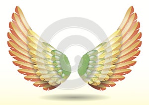 realistic rainbow angel wings isolated - 3d illustration.
