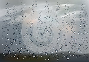 Realistic raindrop on the transparent window. photo