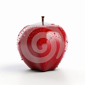 Realistic Red Apple Rendering With Pure White Background