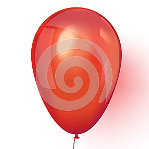 Realistic red balloon isolated on white background