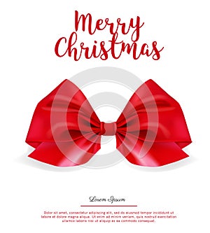 Realistic red bow isolated on white background. Christmas Ribbon. Vector illustration