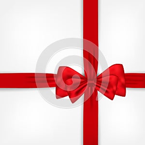 Realistic red bow and ribbon isolated on transparent background. Template for greeting card, brochure or poster