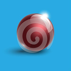 Realistic red bright glass ball 3d vector illustration
